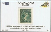 FALKLAND 1878-1879 SG3 6d blue-green (SH3) WX