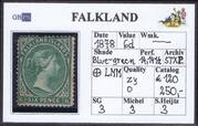 FALKLAND 1878-1879 SG3 6d blue-green (SH3) WX