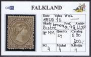 FALKLAND 1878-1879 SG4 1s bistre-brown (SH4) WX
