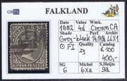 FALKLAND 1882-1882 SG6 4d grey-black (SH9a) WCCA P14,14,5