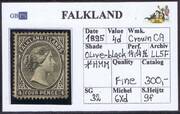FALKLAND 1891-1902 SG32 4d olive-black (SH9f) WCCA