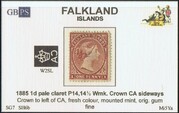 FALKLAND 1885-1891 SG7 1d pale claret (SH6b) WCCASL