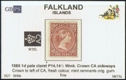 FALKLAND 1885-1891 SG7 1d pale claret (SH6b) WCCASL