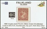 FALKLAND 1885-1891 SG7 pale claret (SH6b) WCCASL