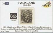 FALKLAND 1885-1891 SG9y 4d pale grey-black (SH9b) WCCASRr