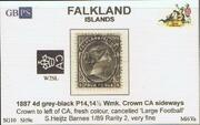 FALKLAND 1885-1891 SG10 4d grey-black (SH9c) WCCASL