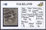 FALKLAND 1889-1891 SG10 4d grey-black (SH9c) WCCASR