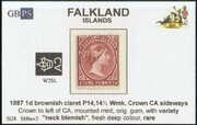 FALKLAND 1885-1891 SG8 1d brownish claret (SH6cv2) WCCASL