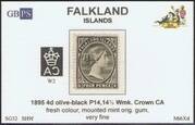FALKLAND 1891-1902 SG32 4d olive-black (SH9f) WCCA