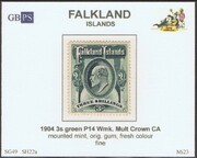 FALKLAND 1904-1912 SG49 3s myrtle-green (SH22a) WMCCA