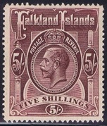 FALKLAND 1912-20 SG67b 5s maroon WMCCA P14 MM A1 PRODÁNO
