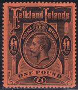 FALKLAND 1912-20 SG69 1Ł black'red paper WMCCA P14 VLMM PRODÁNO