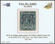 FALKLAND 1912-1920 SG66 3s (deep) slate-green (SH30) WMCCA
