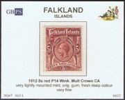 FALKLAND 1912-1920 SG67 5s (deep) red (SH31) WMCCA