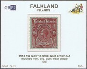 FALKLAND 1912-1920 SG68 10s red (SH33) GP WMCCA