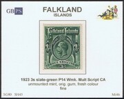 FALKLAND 1921-1928 SG80 3s slate-green (SH45) WMSCA