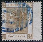 HONG KONG 1863 SG 8a 2c brown wmk.CC P14 (blue YI YOKOHAMA Z32)P