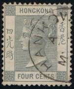 HONG KONG 1882 SG 34 4c slate-grey wmk.CA P14 (HANKOW Z452)