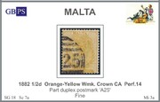 MALTA 1882 SG 18 0,5d orange-yellow wmk. crown CA perf.14 (A25)
