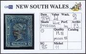 NSW 1854 SG85 2d prussian blue W2 (PLIII. 15) A1
