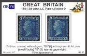 001W 1858 2d PL9 (BE, IJ) G2 blue (wmk.I,II) UN PRODÁNO