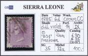 SIERRA LEONE 1885 SG35 6d dull violet  WCC P14 (B31)