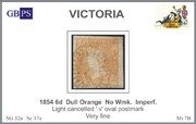 VICTORIA 1854 SG 32a 6d dull orange no wmk. imperf. (.V)